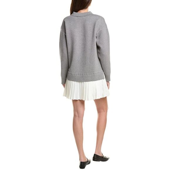 English Factory Womens  Polo Mixed Media Mini Dress, Grey - Picture 2 of 3